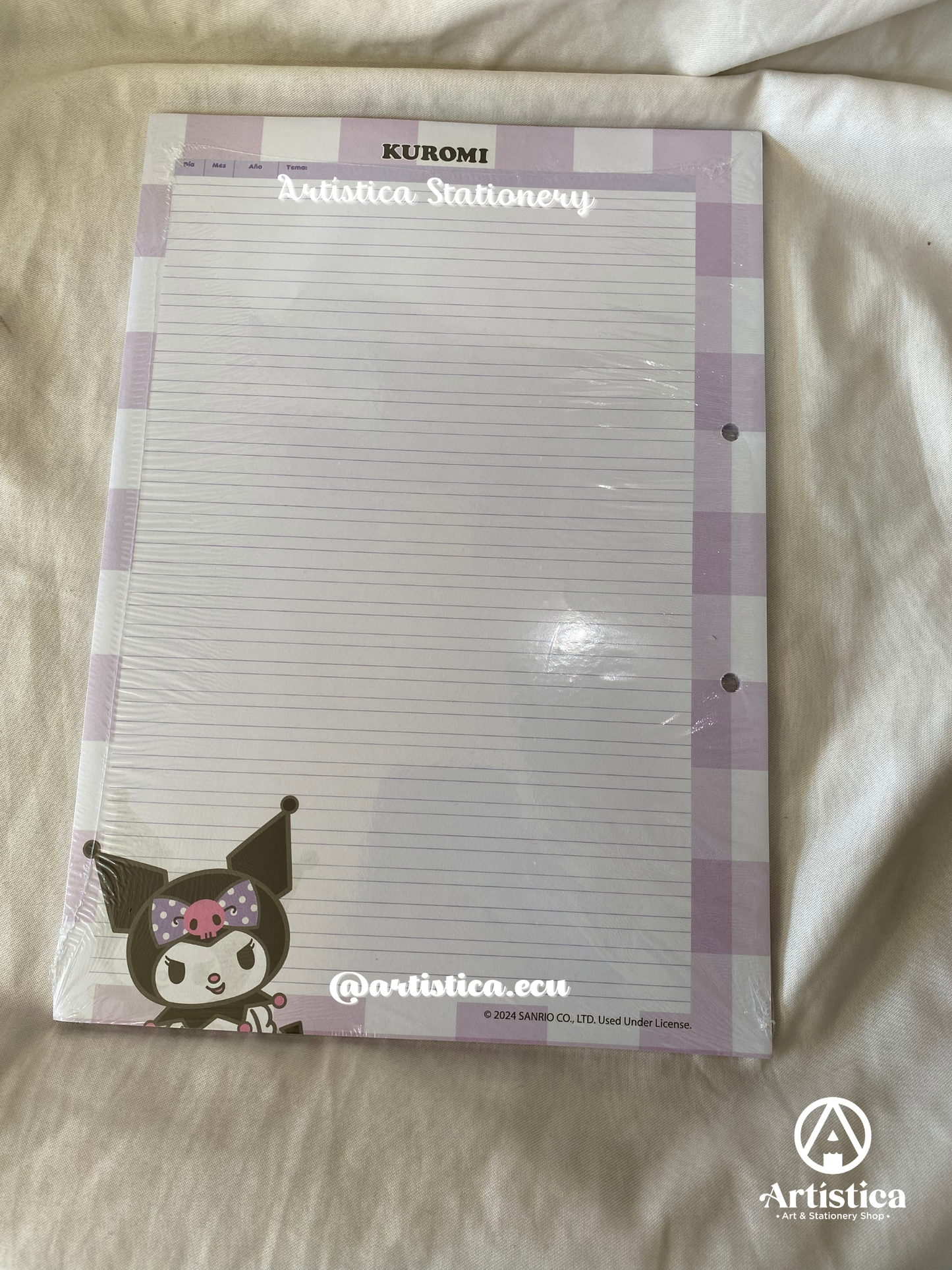 Hojas 2 líneas con bordes decorados Kuromi