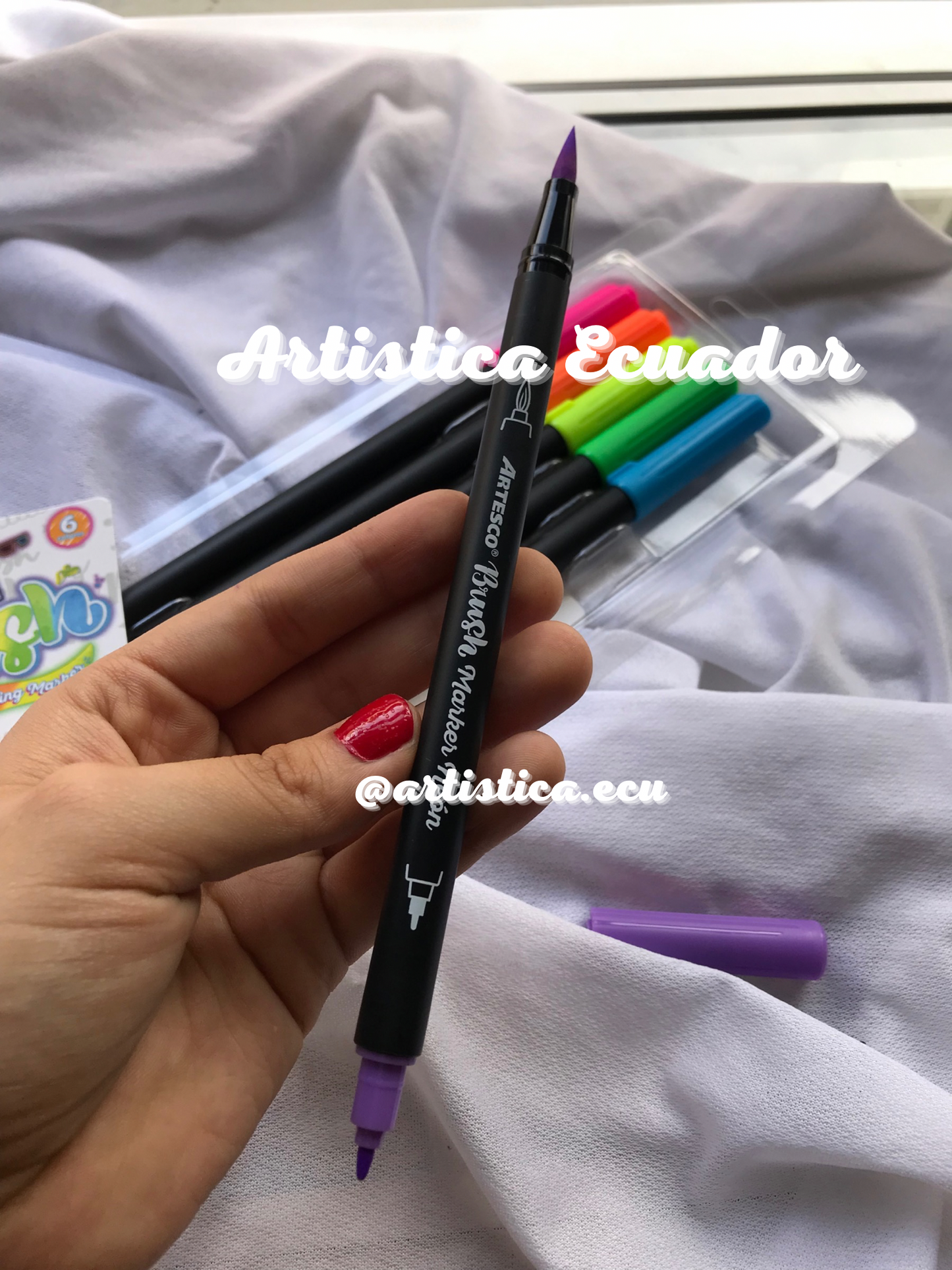 6 Marcadores doble punta pincel tonos neones