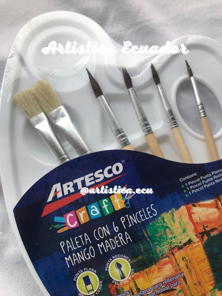Set 6 pinceles con paleta mezcladora