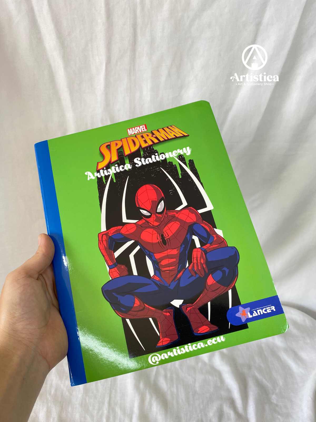 Cuaderno cosido cuadros pasta flexible Spiderman