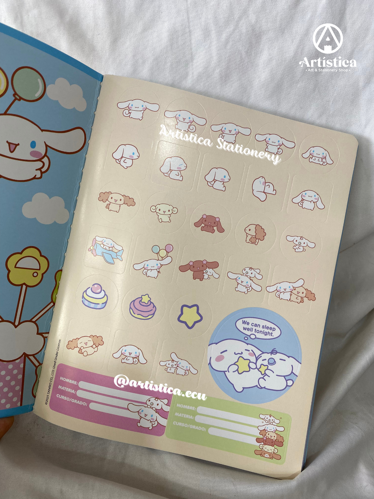 Cuadernos cosidos cuadros Cinnamoroll pasta flexible