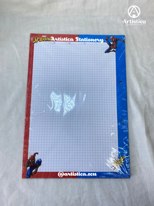 Hojas a cuadros con bordes decorados Spiderman