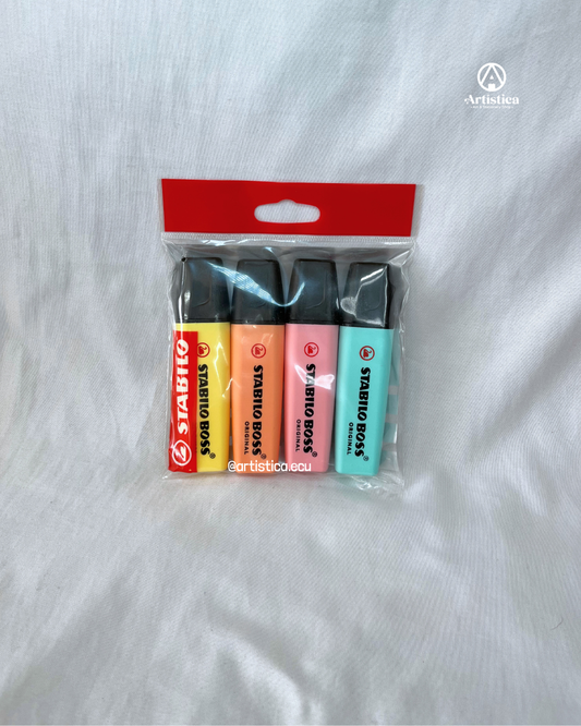 4 Resaltadores tonos pasteles Stabilo Boss