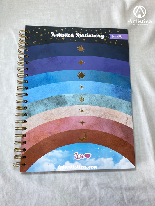 Cuadernos pasta dura a cuadros con bordes decorados Love