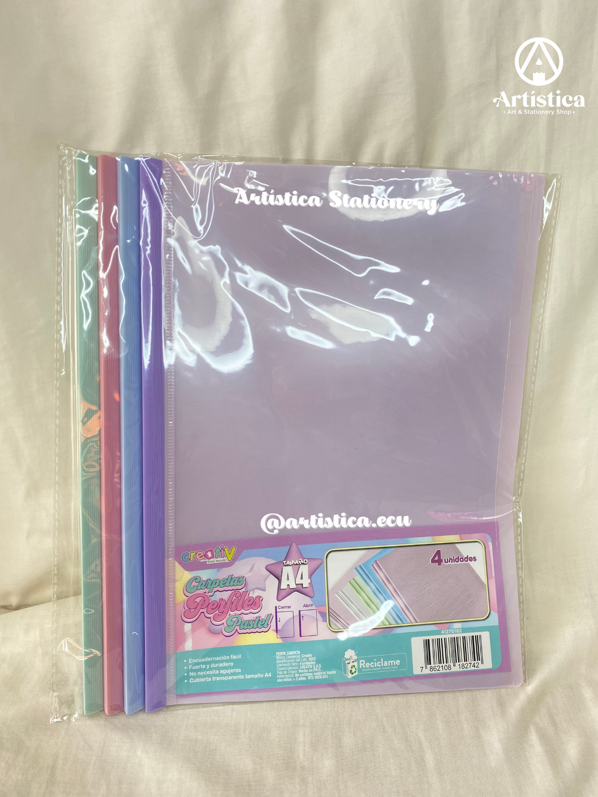 Carpeta bisel tonos pastel