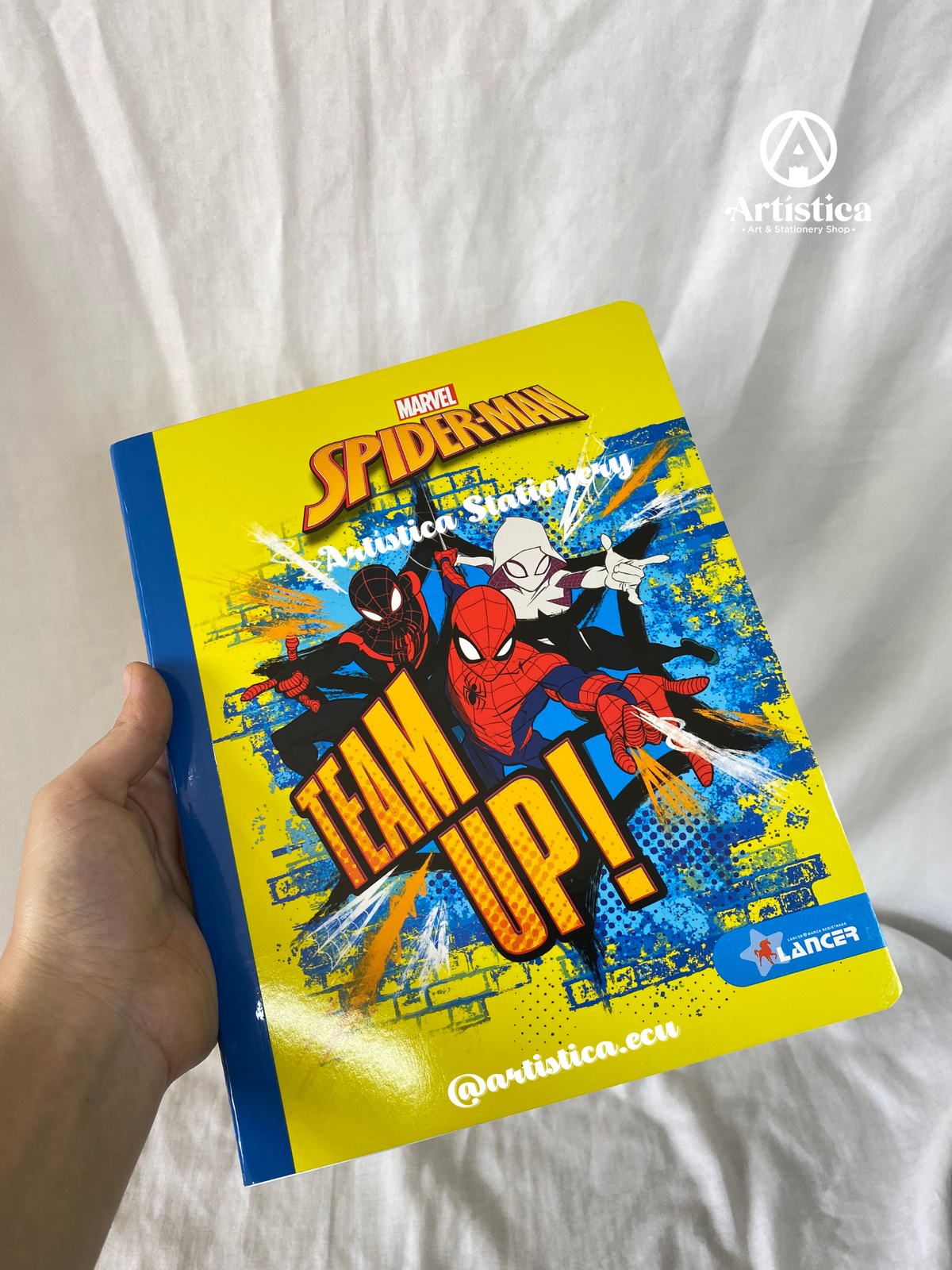 Cuaderno cosido cuadros pasta flexible Spiderman