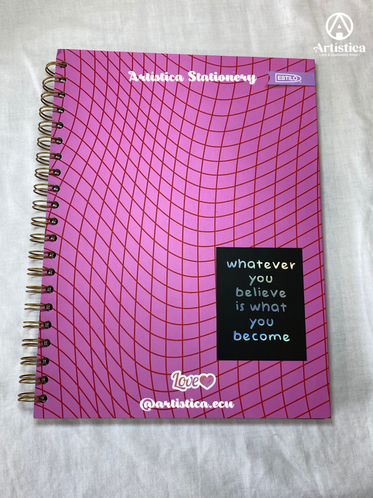 Cuadernos pasta dura a cuadros con bordes decorados Love