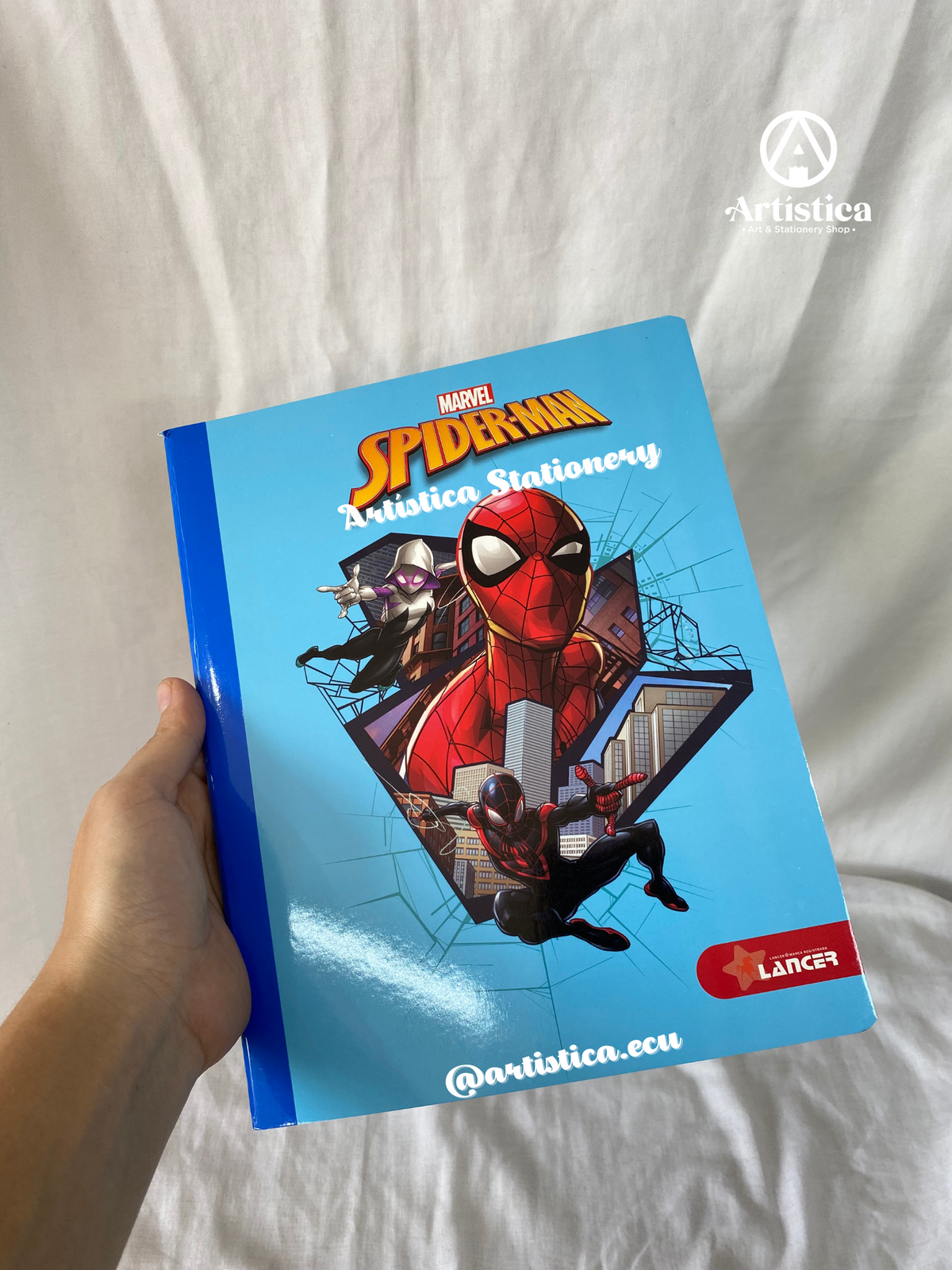 Cuaderno cosido cuadros pasta flexible Spiderman