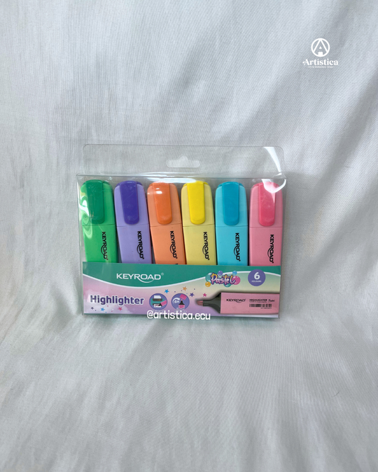 6 Resaltadores tonos pasteles Keyroad