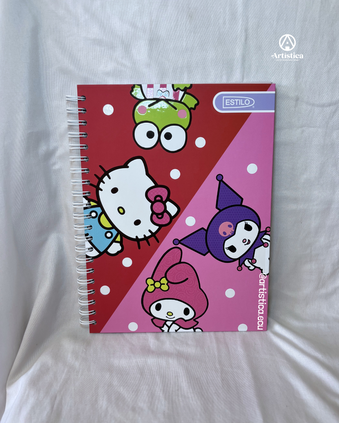 Cuaderno pasta dura cuadros Hello Kitty