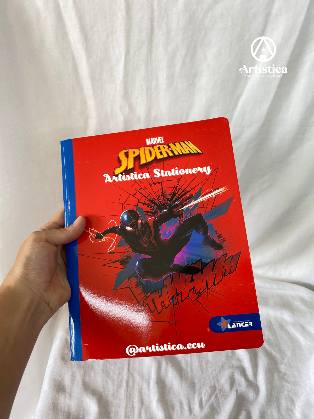 Cuaderno cosido cuadros pasta flexible Spiderman