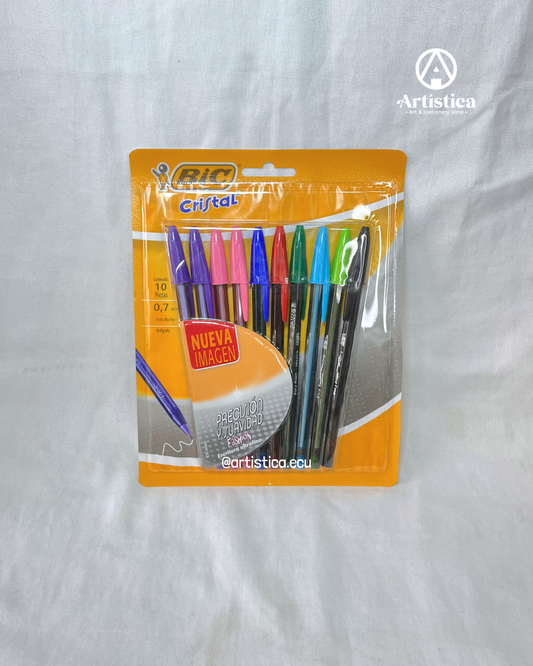 10 Bolígrafos Bic punta ultrafina