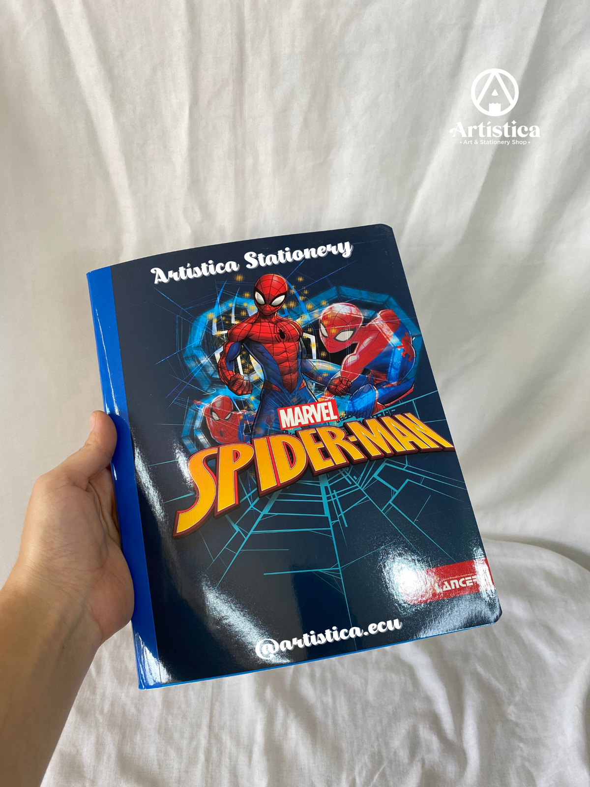 Cuaderno cosido cuadros pasta flexible Spiderman