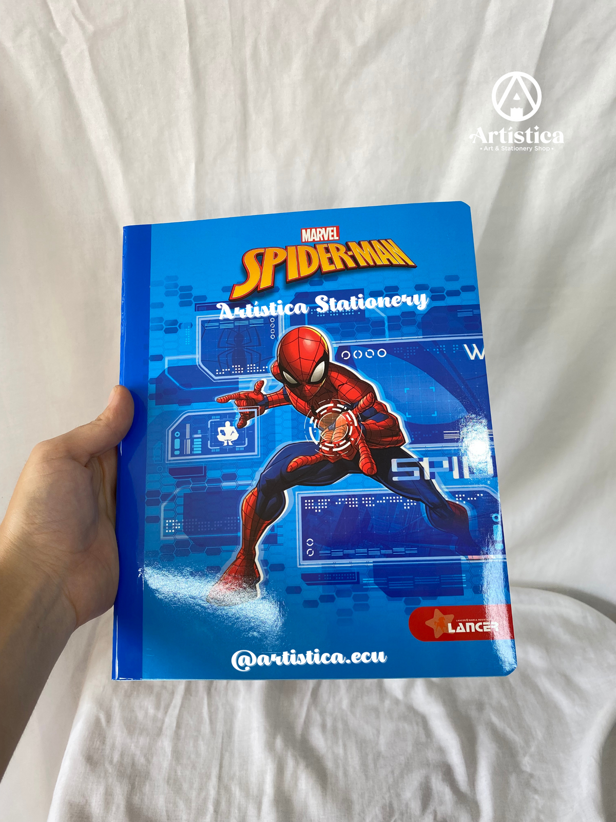 Cuaderno cosido cuadros pasta flexible Spiderman