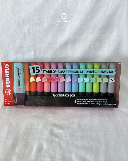 15 Resaltadores tonos pasteles Stabilo Boss