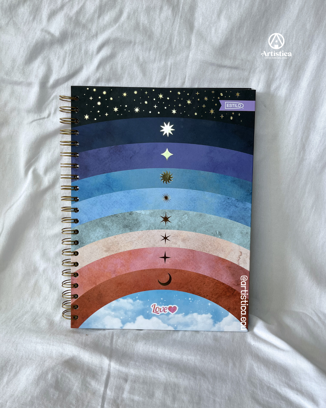 Cuaderno pasta dura cuadros bordes decorados Love