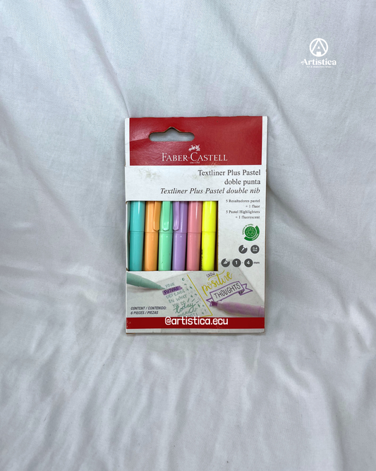 PROMO! 6 Resaltadores tonos pasteles doble punta Faber Castell