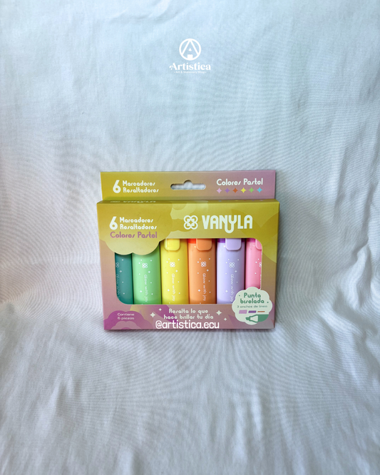 6 Resaltadores tonos pastel Vanyla