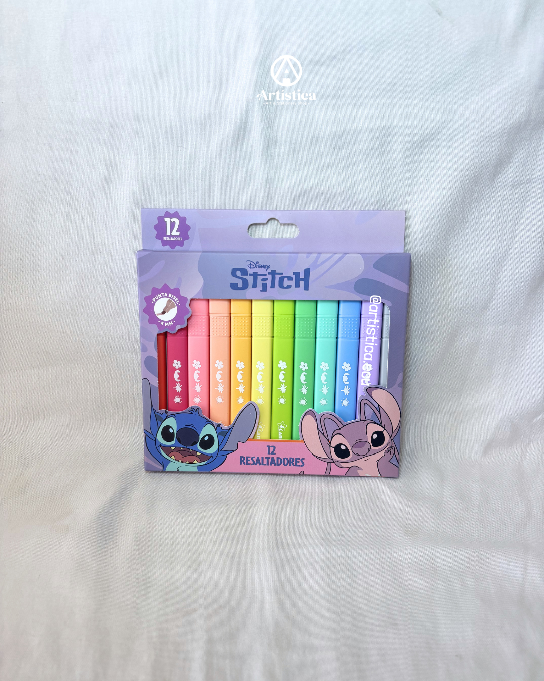 12 Resaltadores tonos pastel Stitch