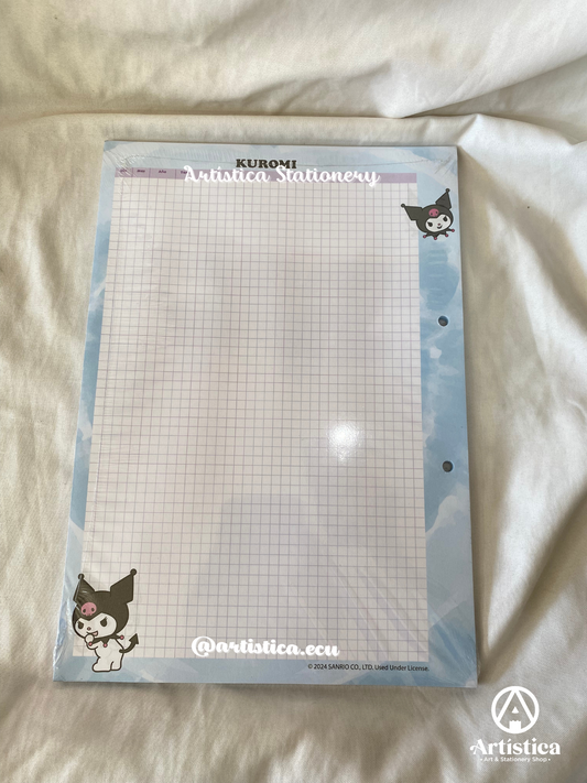 Hojas a cuadros con bordes decorados Kuromi