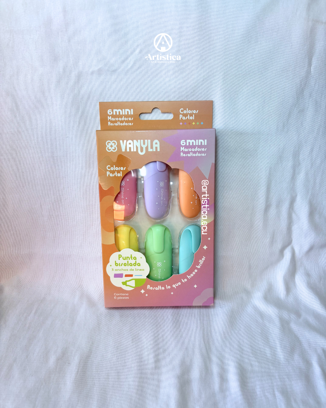 6 Mini resaltadores tonos pastel Vanyla