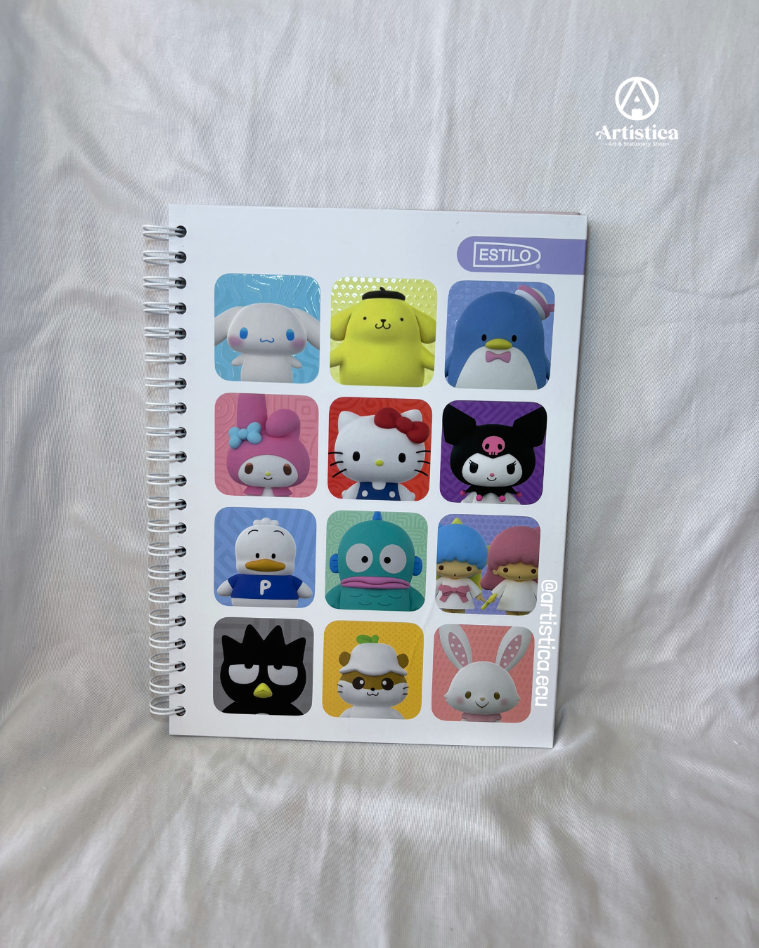Cuaderno pasta dura cuadros Hello Kitty