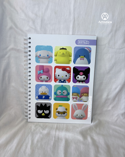 Cuaderno pasta dura cuadros Hello Kitty
