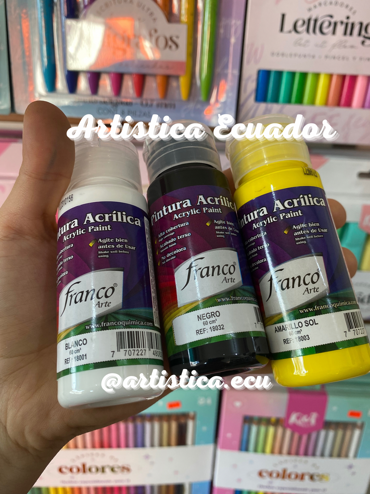 Pinturas acrilicas por unidad Franco 60ml